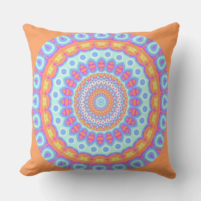 Festlig orange rosa Mandaladesign 1 Kudde (Framsida)