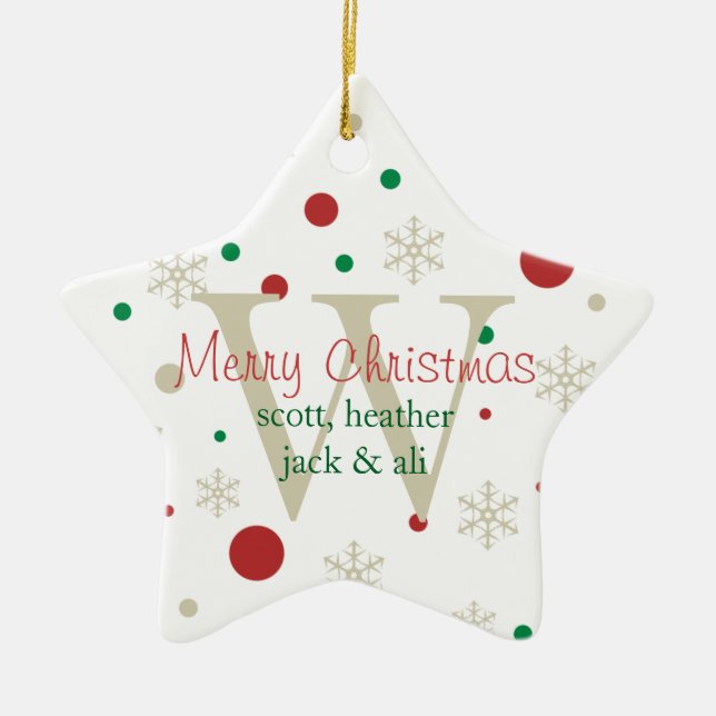 Festlig Personlized Monogramprydnad Julgransprydnad Keramik (Framsidan)