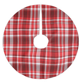 Festlig röd och vit rutig mönster julgransmatta borstad polyester