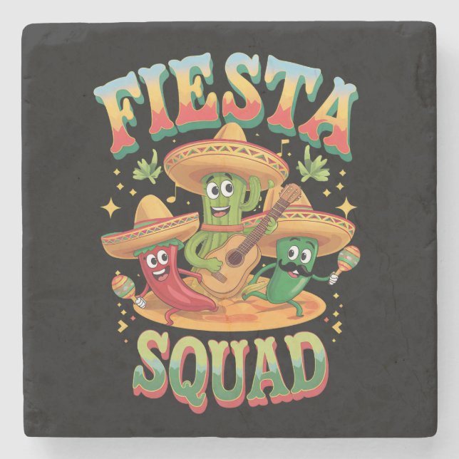 Festlig Sällskap Rolig Cinco De Mayo Mexikansk Fes Stenunderlägg (Framsidan)