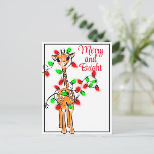 Festlig semester Giraff röda gröna Xmas-ljus Vykort