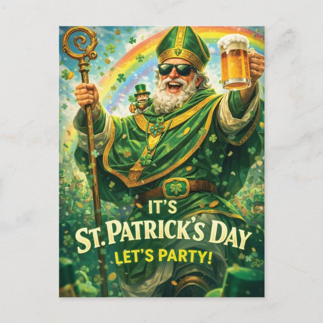 Festlig St. Patricksdag-festillustration  Vykort (Framsida)