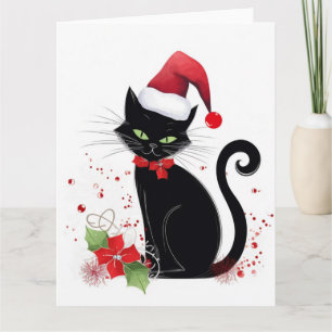 Festlig svart katt kort