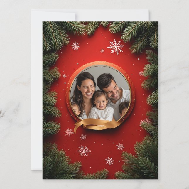 🎁 Festlig tallkrans med eget foto jul Kort (Framsida)