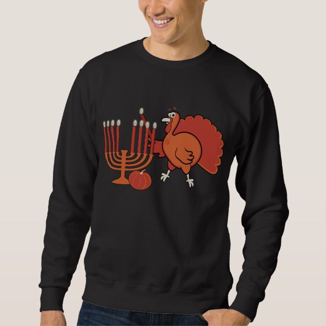 Festlig "Thanksgivukkah" Crewneck tröja Lång Ärmad Tröja (Framsida)