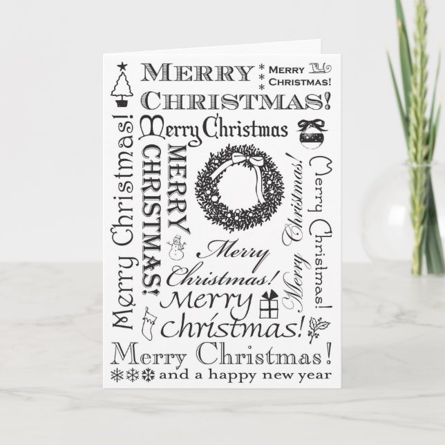 Festlig typsnittBW för god jul Helgkort (Framsida)