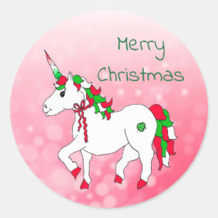 Festlig Unicornhelgdagar för god jul Runt Klistermärke