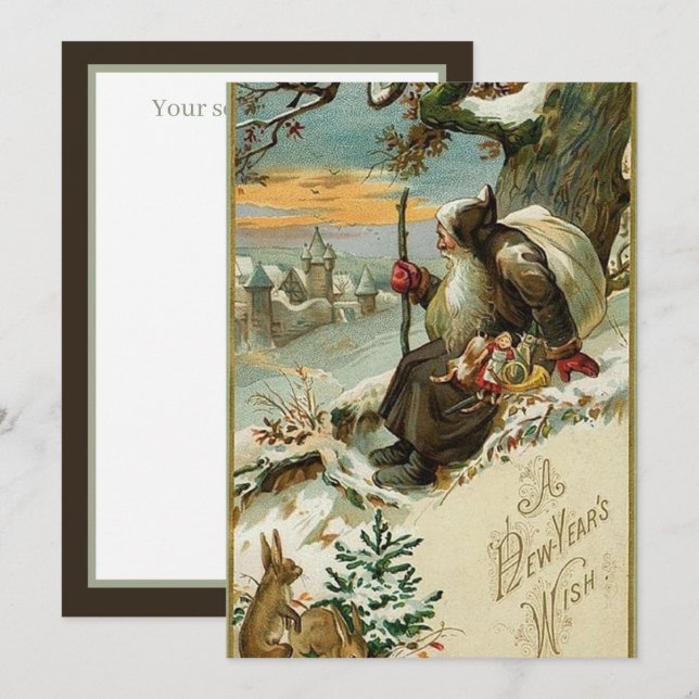 Festlig vintage Nyår  Anteckningskort (Fram/baksida)
