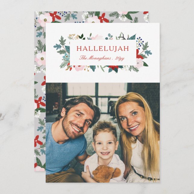 Festliga Blommor Foto Julkort (Fram/baksida)