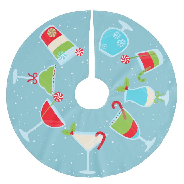 Festliga Cocktaildrycker Jul Högtid Julgransmatta Borstad Polyester (Framsidan)