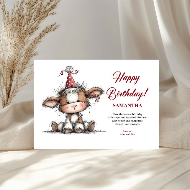 Festliga fantasifulla djur feststämning barn hälsn (Festive whimsical animals party vibe kids greeting card

)