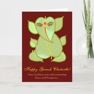 Festliga hälsningar för Ganesh Chaturthi lövmotiv Kort