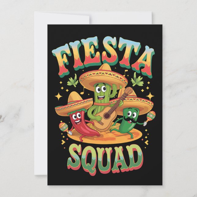Festligheter Squad Rolig Cinco De Mayo Mexikansk F Inbjudningar (Framsida)