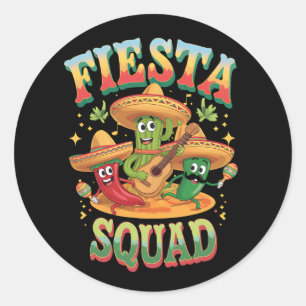Festligheter Squad Rolig Cinco De Mayo Mexikansk F Runt Klistermärke