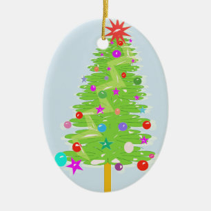 Festligt dra för jul julgransprydnad keramik