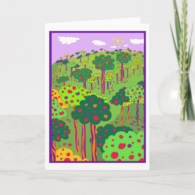 Festligt fruktträdgårdkort helgkort (Framsida)