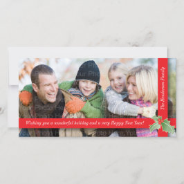 Festligt järnekband: Rött Julkort