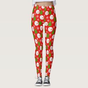 Festligt mönster för snögubbejul leggings