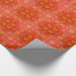 Festligt rött guld- kinesiskt Auspicious mönster Presentpapper<br><div class="desc">Festlig röd guld- traditionell kinesisk Auspicious gynnsam mönsterdesign.</div>