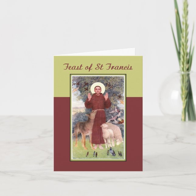 Festmåltid av St Francis, djur och Stigmata Kort (Framsida)