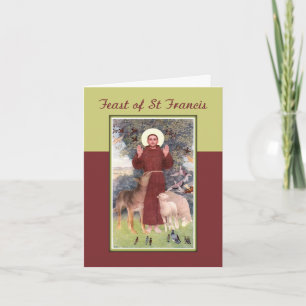 Festmåltid av St Francis, djur och Stigmata Kort