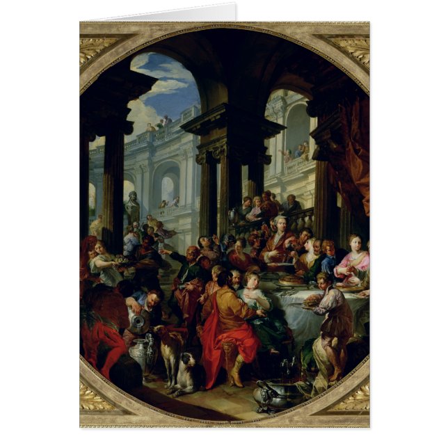 Festmåltid under en Ionic Portico, c.1720-25 Hälsningskort (Framsidan)