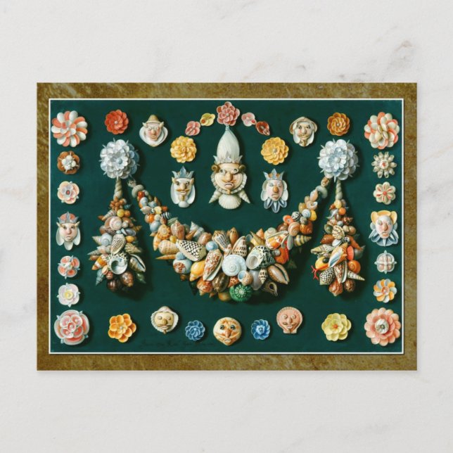 Festoon, Snäcka Mask och Rosettes Vykort (Framsida)