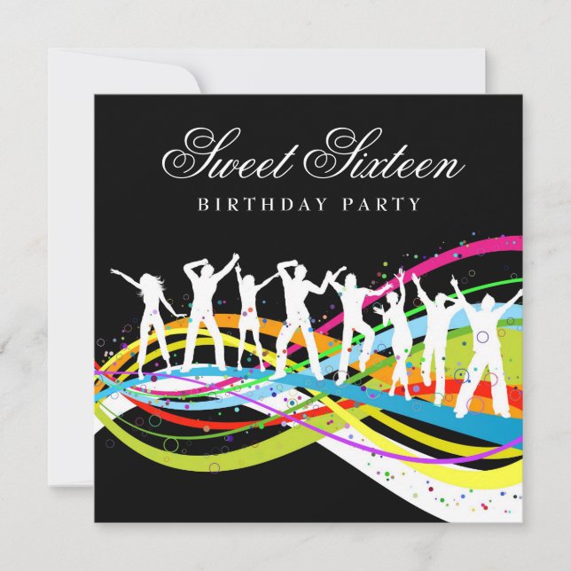 Festsällskap sött sextonårs inbjudan (Framsida)