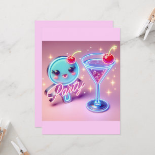Festtid Neon Rosa Inbjudningar