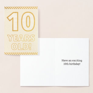 Fet, 10 ÅRS GAMLA! Födelsedagskort Folierat Kort