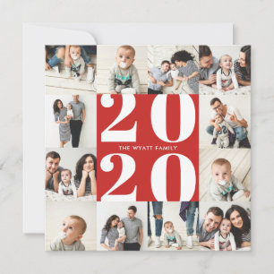 Fet 2020 - nyårsaftlöst 12-foto-samlingsrutnät julkort