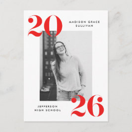 Fet 2022 Red Lettering Photo Studentfest Inbjudan Vykort