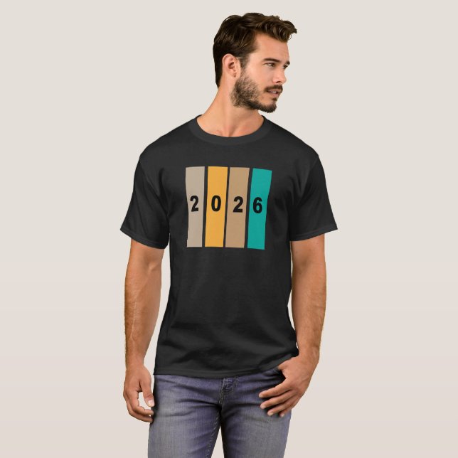 Fet 2026 Nyårstypografi T-shirt (Hel framsida)
