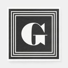 Fet 3 Ram Monogram | Svartvitt Pappersservett