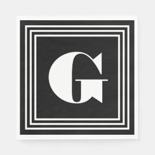 Fet 3 Ram Monogram Svartvitt Pappersservett