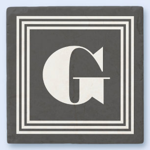Fet 3 Ram Monogram Svartvitt Stenunderlägg