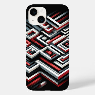 Fet 3D Geometrisk Labyrint Telefonfodral - Röd, Sv