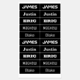 Fet 5 Namn svartvitt och vattentätt Klistermärke