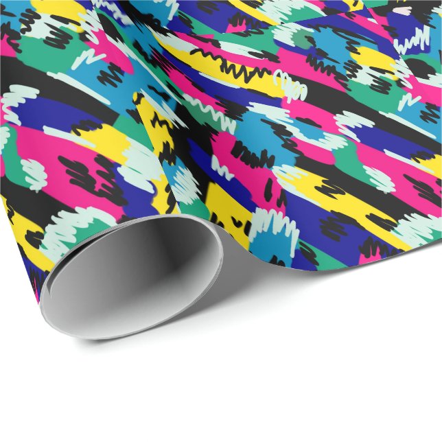 Fet Abstrakt Art i primärt Färg Presentpapper (Rullad Hörn)