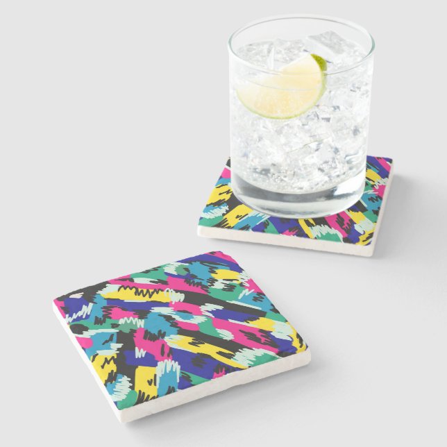 Fet Abstrakt Art i primärt Färg Stenunderlägg (Sidan)