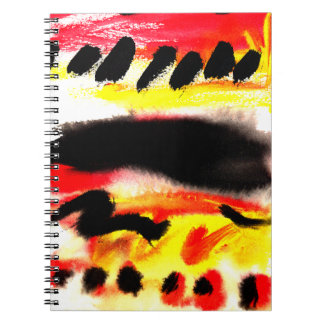 Fet Abstrakt Black Red Gult Floed Färg Anteckningsbok