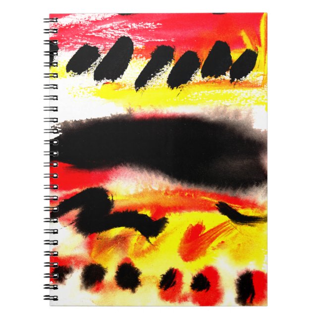 Fet Abstrakt Black Red Gult Floed Färg Anteckningsbok (Framsidan)