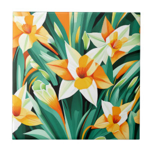 Fet Abstrakt Daffodil Flowers Kakelplatta