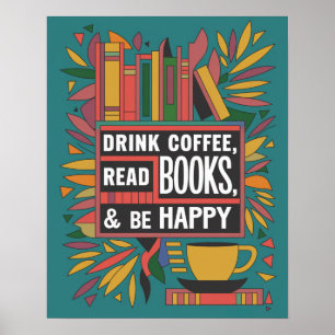 Fet Abstrakt "Dryckkaffe, Läs Bokar" Poster