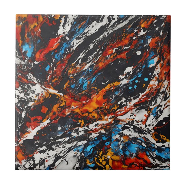 Fet Abstrakt Fiery Kakelplatta (Framsidan)