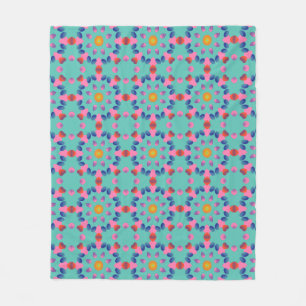 Fet Abstrakt Geometric Mönster i Rosa och blått Fleecefilt