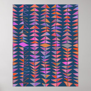 Fet Abstrakt Geometric Painting Triangles in Blue Poster