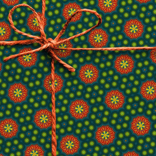 Fet Abstrakt Hippie Cute Red Grönt Ethnic Tribal Presentpapper (Skapare uppladdad)