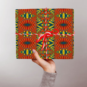 Fet Abstrakt Hippie Red Gult Blue Ethnic Trippy Presentpapper