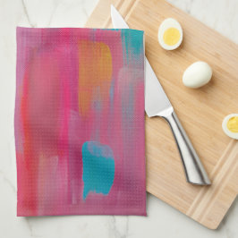 Fet Abstrakt konst i Pinks och Blues Kökshandduk